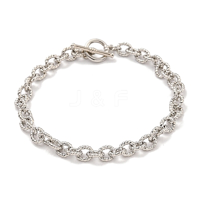 Twist Brass Cable Chain Bracelets for Women BJEW-G703-05P-1