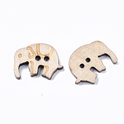2-Hole Carved Wooden Buttons BUTT-T007-035-1