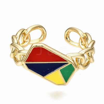 Brass Enamel Cuff Rings RJEW-N035-005-NF-1