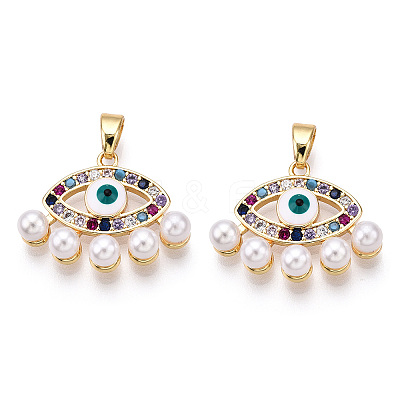 Brass Micro Pave Cubic Zirconia Pendants ZIRC-OY001-64G-1