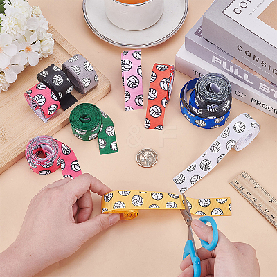 11 Colors Volleyball Pattern Polyester Grosgrain Ribbon AJEW-PH0005-85-1