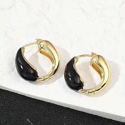 Brass Enamel Stud Earrings EJEW-M082-03G-1