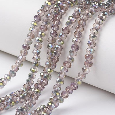 Electroplate Transparent Glass Beads Strands EGLA-A034-T4mm-S19-1
