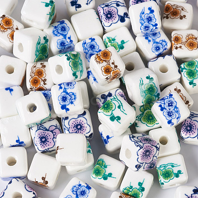 72Pcs 4 Color Handmade Porcelain Ceramic Beads Strands PORC-FW0001-01-1