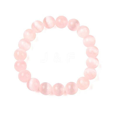 Round Natural Selenite Beaded Stretch Bracelets BJEW-L694-002A-02-1