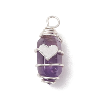 Bullet Shape Gemstone Pendants PALLOY-JF03215-1