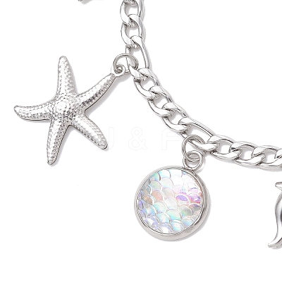 Ocean 304 Stainless Steel Charm Bracelets BJEW-JB12550-1