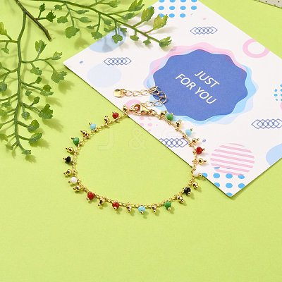 Glass Charm Bracelets X-BJEW-JB05600-03-1