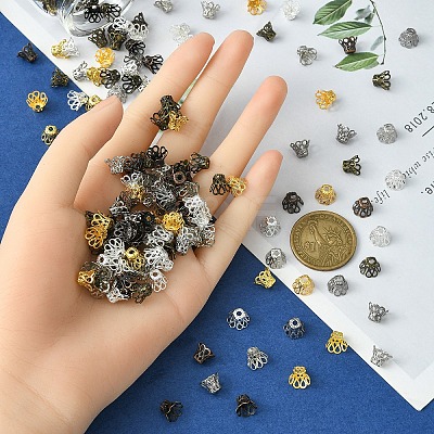 600PCS 6Colors Iron Bead Caps IFIN-YW0003-06-1