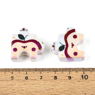 UV Plating Opaque Printed Acrylic European Beads OACR-N153-06B-1