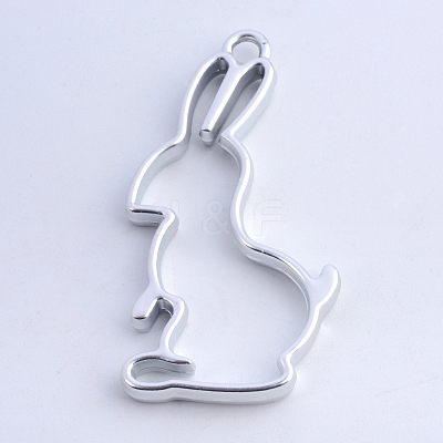 Alloy Bunny Open Back Bezel Pendants X-PALLOY-S047-41B-FF-1