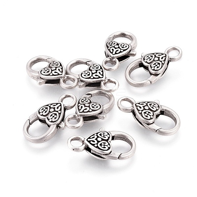 Tibetan Style Heart Lobster Claw Clasps LF014Y-TAS-NR-1