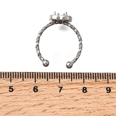 Heart 304 Stainless Steel Adjustable Cuff Ring Components STAS-H237-02C-P-1