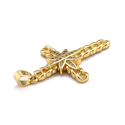 Brass Micro Pave Clear Cubic Zirconia Pendants ZIRC-J025-35G-1