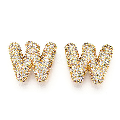 Brass Micro Pave Cubic Zirconia Pendants KK-N254-06G-W-1