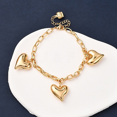 304 Stainless Steel Heart Charms Bracelets BJEW-G758-02G-1