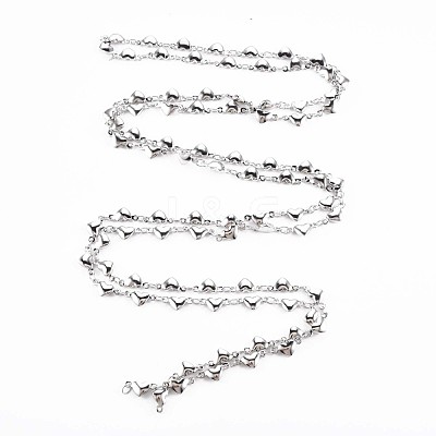 Non-Tarnish 201 Stainless Steel Heart & Oval Link Chains STAS-N092-116-1