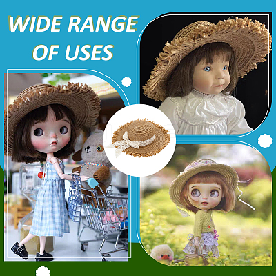 Straw Hat for Dolls DOLL-WH0002-42B-1