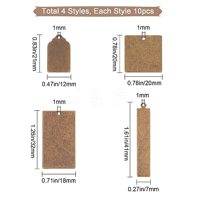 40Pcs 4 Style Metal Tags KK-SC0002-08-1