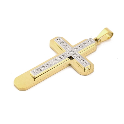 PVD Vacuum Plating 304 Stainless Steel Rhinestone Big Pendants STAS-Z080-14G-1