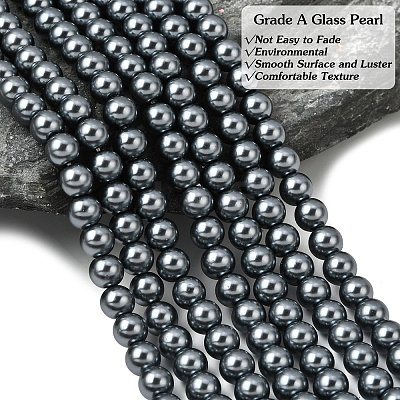Eco-Friendly Dyed Glass Pearl Round Beads Strands HY-A002-6mm-RB077-1