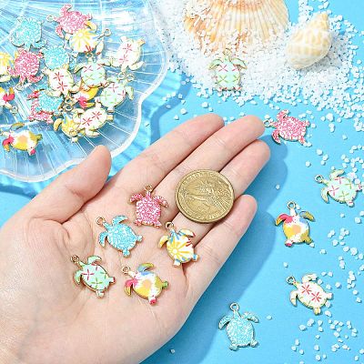 30Pcs 6 Styles Alloy Enamel Pendants ENAM-CJ0004-83-1