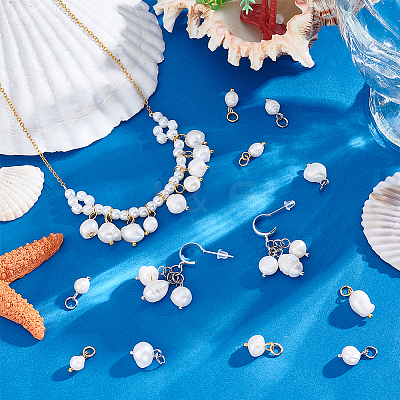 32Pcs 8 Styles Natural Pearl Nuggets Pendants PALLOY-PH01723-1