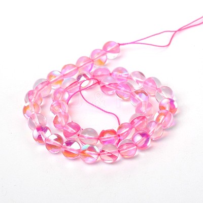 Synthetical Moonstone Round Beads Strands G-M049-8mm-02I-1