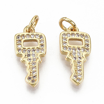 Brass Micro Pave Clear Cubic Zirconia Pendants ZIRC-S067-153-NF-1