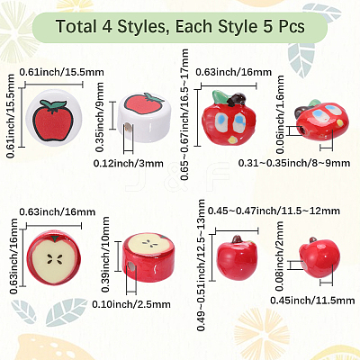 20Pcs 4 Styles Christmas Theme Handmade Porcelain Beads PORC-PA0001-65-1