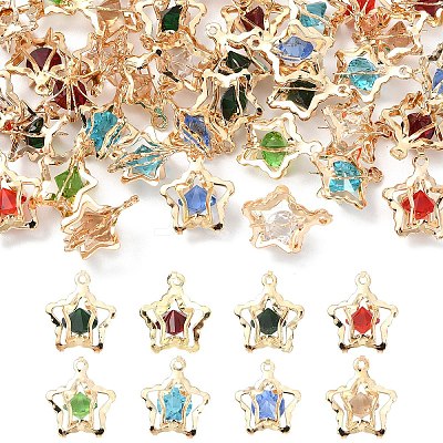 40Pcs 8 Colors Rhinestone Pendants IFIN-YW0003-95-1