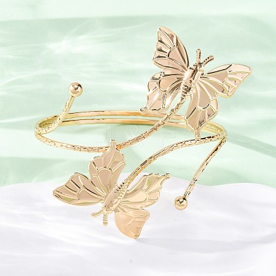 Butterfly Alloy Arm Cuff Bangles for Girl Women LS-AJEW-A063-01H-G-1