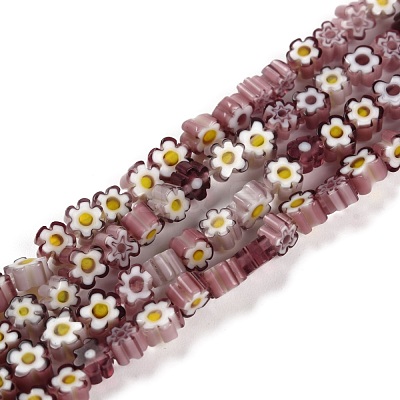 Handmade Millefiori Glass Bead Strands X-LAMP-J035-4mm-10-1