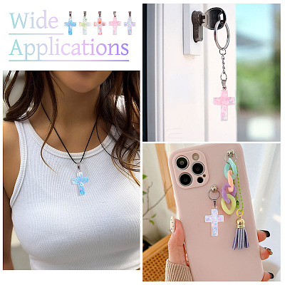 15Pcs Luminous Resin Sequins Pendants RESI-TA0004-20B-1