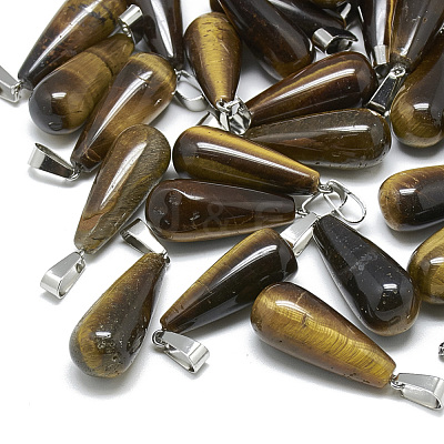 Natural Tiger Eye Pendants X-G-T081-01-1