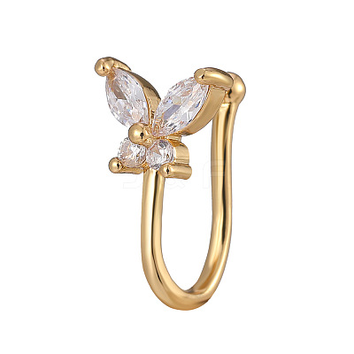 Brass Micro Pave Clear Cubic Zirconia Clip-on Nose Septum Rings WGE30AD-05-1