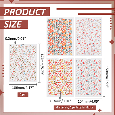 5Pcs 5 Styles Ceramics Clay Water Transfer Paper DIY-ME0001-99D-1