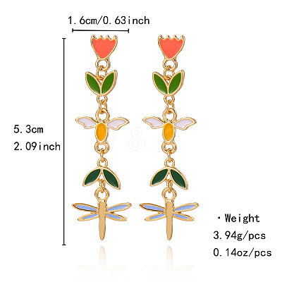 Zinc Alloy Enamel Stud Dangle Earrings WG62852-03-1
