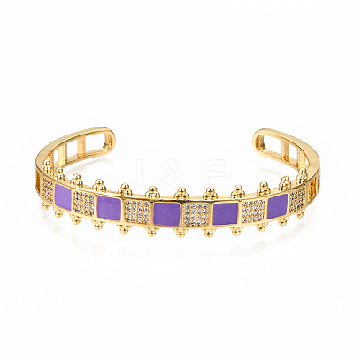 Brass Micro Pave Clear Cubic Zirconia Cuff Bangles BJEW-N302-006D-NF-1
