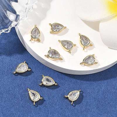 SHEGRACE Brass Pave Clear Cubic Zirconia Teardrop Chandelier Component Links XGRQ2O339-428G-1