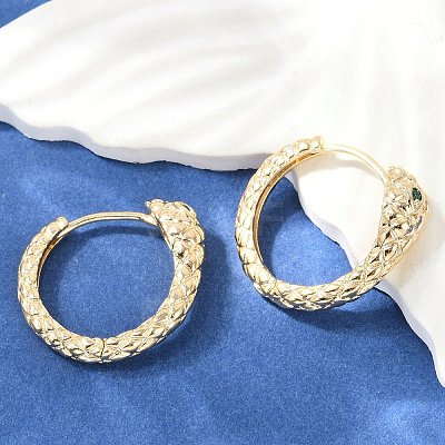 Brass Green Cubic Zirconia Hoop Earrings EJEW-Q016-12G-1
