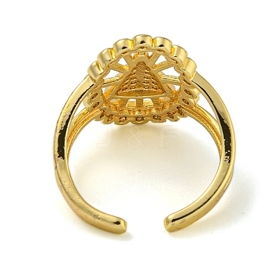 Oval with Virgin Mary Brass Micro Pave Clear Cubic Zirconia Open Cuff Rings for Women RJEW-Z050-16G-1