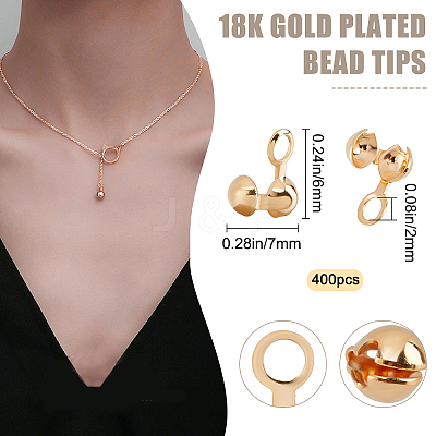 400Pcs Brass Bead Tips KK-BBC0001-18-1