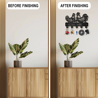 Wood & Iron Wall Mounted Hangers HJEW-WH0055-098-1