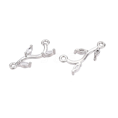 Brass Clear Cubic Zirconia Branch Links Connectors X-KK-S359-156P-RS-1