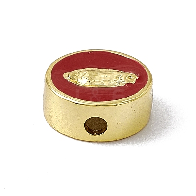 Real 18K Gold Plated Brass Enamel Beads KK-A170-02G-01-1