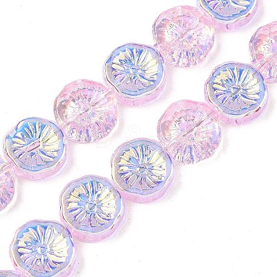 Half Electroplate Baking Paint Glass Beads Strands EGLA-K061-11A-AB05-1