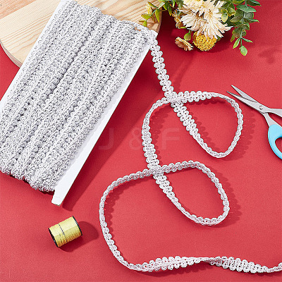 Sparkle Braided Polyester Lace Trim OCOR-WH0079-24B-1