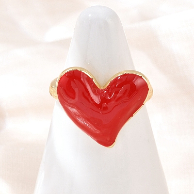 Brass Enamel Adjustable Cuff Rings for Women RJEW-C139-09G-1