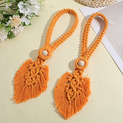 2Pcs Handmade Macrame Leaf Curtain Tiebacks AJEW-CN0003-65D-1